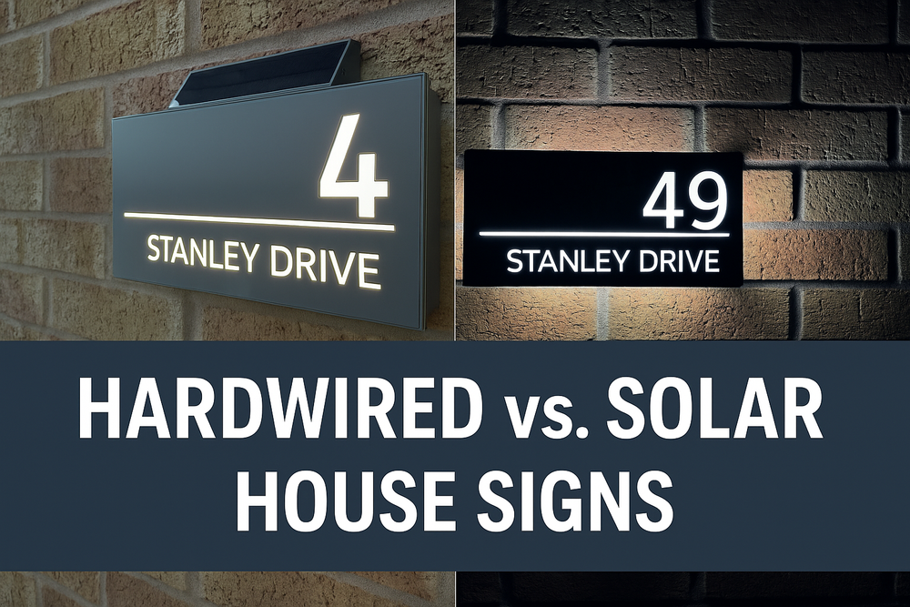 Hardwired house signs vs Solar house sign? - One Of A Kind Design UK