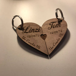 Personalised Interlocking Heart Keyrings
