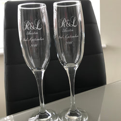 Personalised Wedding Gift Box With 2 Personalised Champagne Flutes