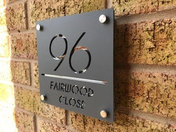 Modern Contemporary Square House Sign With Stainless Steel Mounts