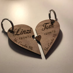Personalised Interlocking Heart Keyrings
