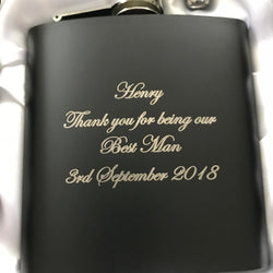 Personalised Black 6oz Hip Flask In Gift Box