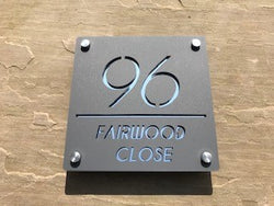 Modern Contemporary Square House Sign With Stainless Steel Mounts