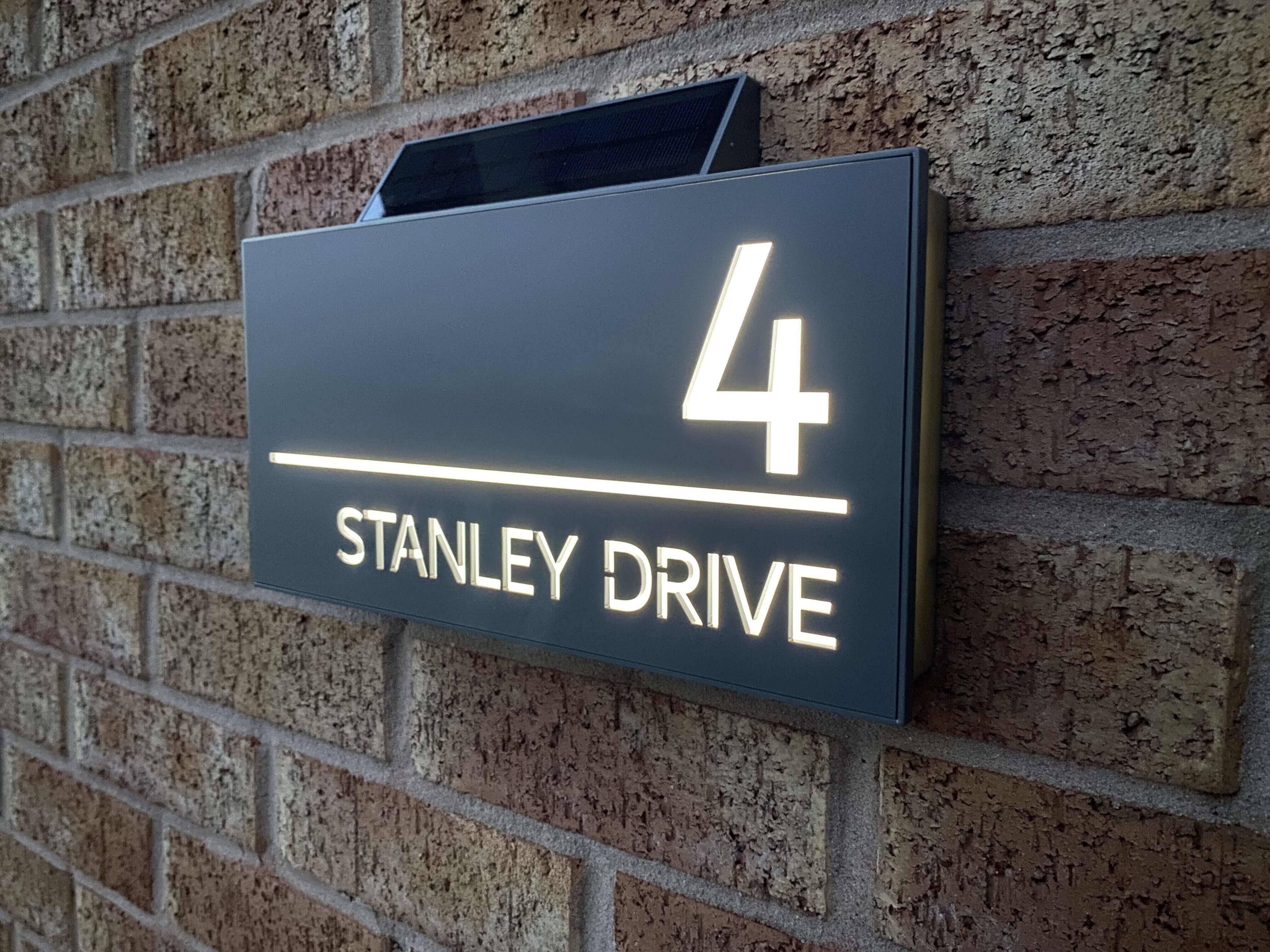 Solar House Sign 1 L.E.D Illuminated House Number