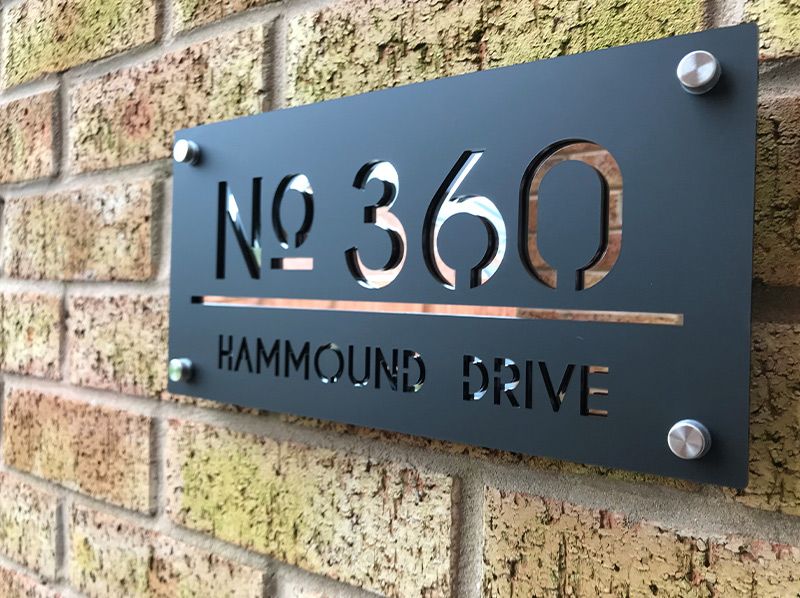 Contemporary House Sign 30x15cm With Stainless Steel Mounts - One Of A ...