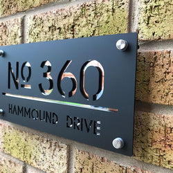 Contemporary  House Sign 30x15cm With Stainless Steel Mounts